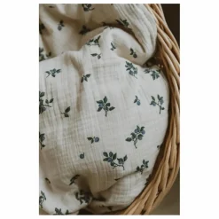 Couverture Blueberry en mousseline de coton | Ivoire