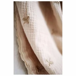 Couverture brodée trèfles en gaze de coton
