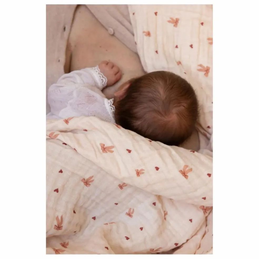 Couverture en mousseline Bows | Rose pâle