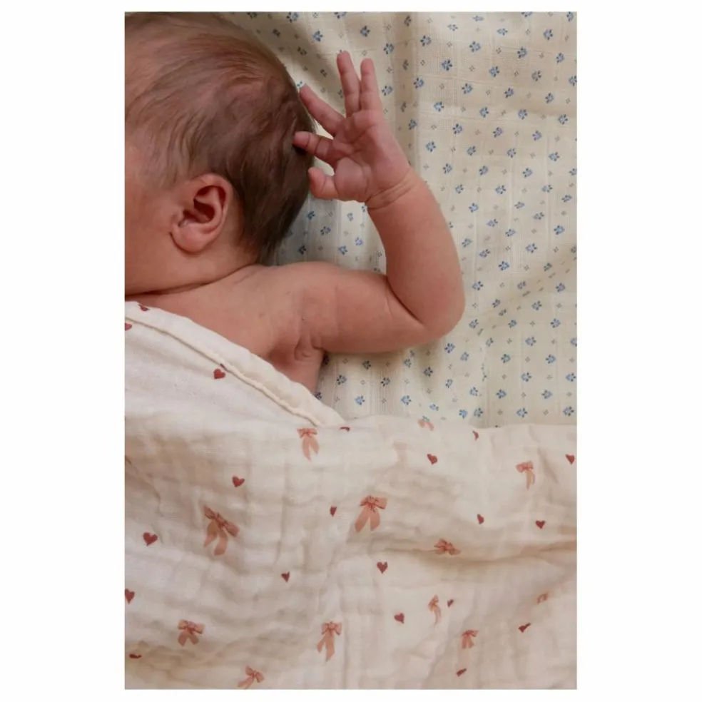 Couverture en mousseline Bows | Rose pâle