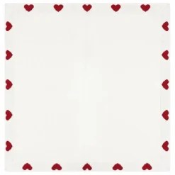 Couverture Maille Cœurs Coton Bio | Ecru