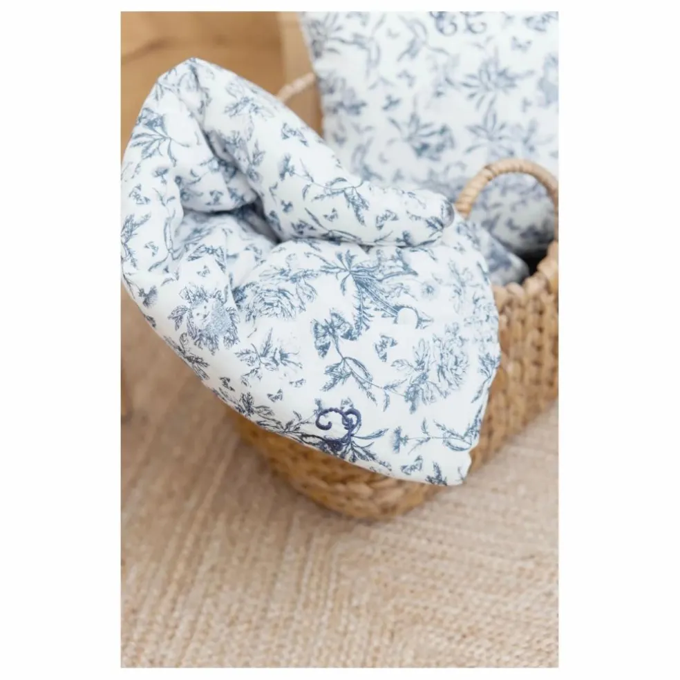 Couverture Toile de Jouy | Bleu marine
