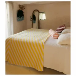 Couvre lit Monastico en coton à rayures | Jaune
