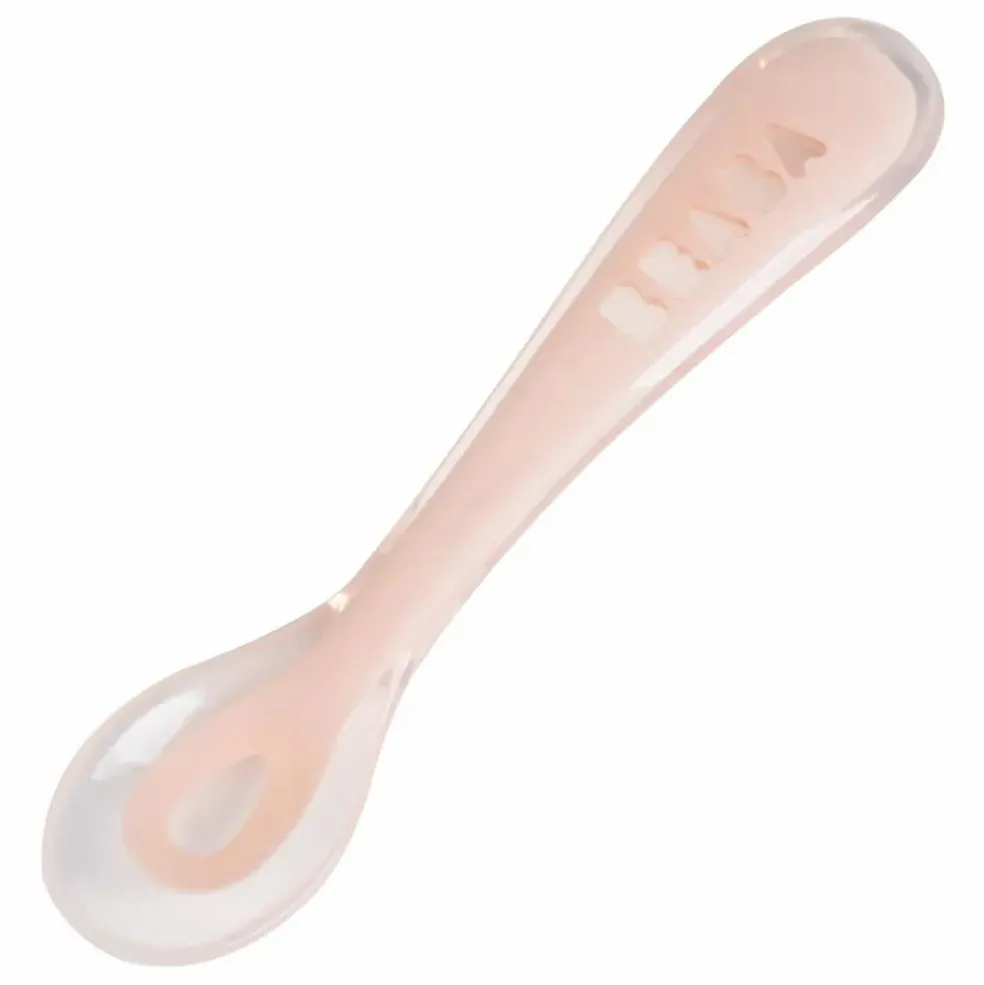 Cuillère 2ème âge soft en silicone | Rose pâle