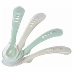 Cuillères 2eme âge soft en silicone - Set de 4 | Sauge