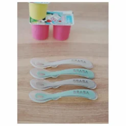 Cuillères 2eme âge soft en silicone - Set de 4 | Sauge