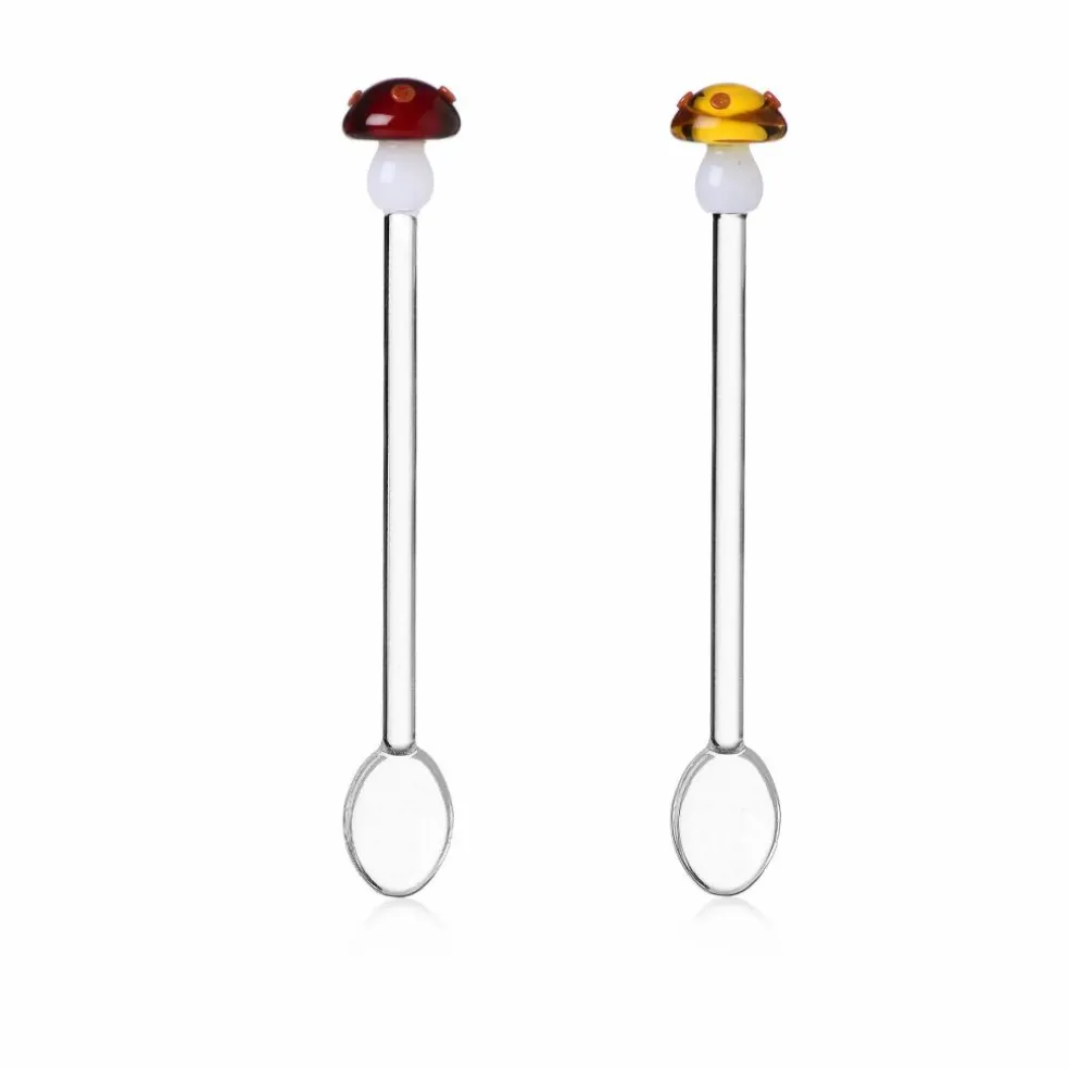 Cuillères en verre Mushroom - Set de 2 | Rouge