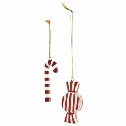 Décoration de Noël en papier mâché - Set de 2 | Rouge