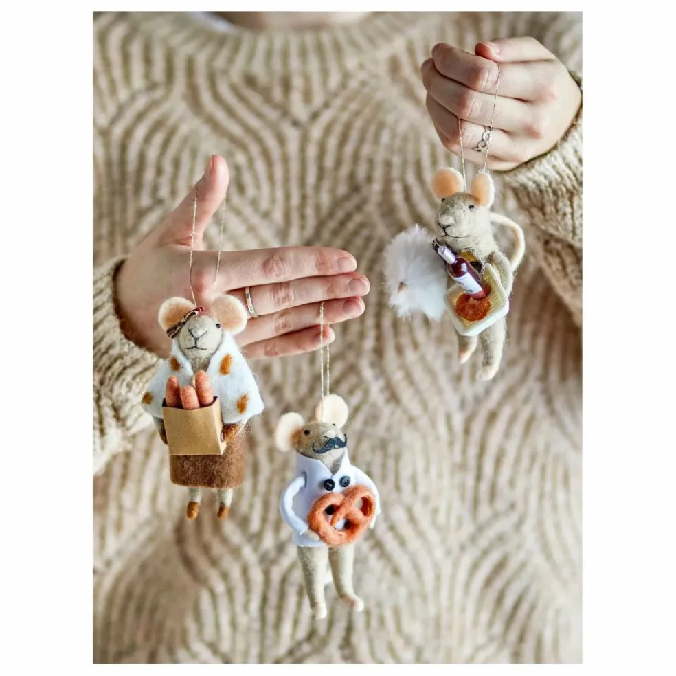 Décoration souris à suspendre en laine Peo - Set de 3 | Multicolore