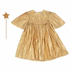 Déguisement robe d'ange en lamé et baguette | Doré