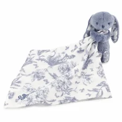 Doudou lange Augustin le lapin Toile de Jouy | Bleu