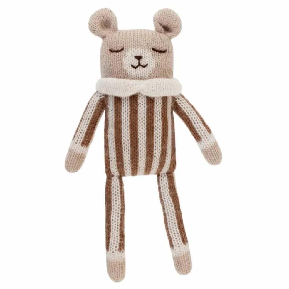 Doudou Ourson barboteuse rayée | Noisette