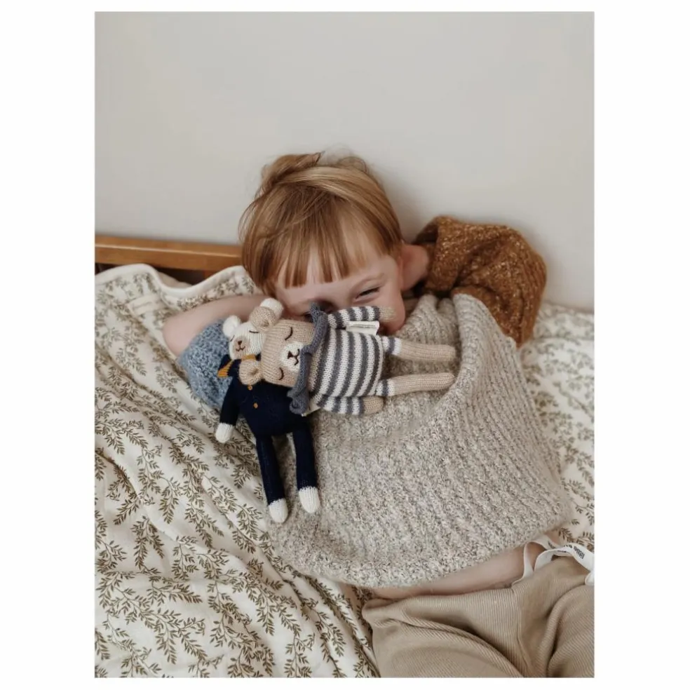 Doudou Ourson barboteuse rayée | Bleu