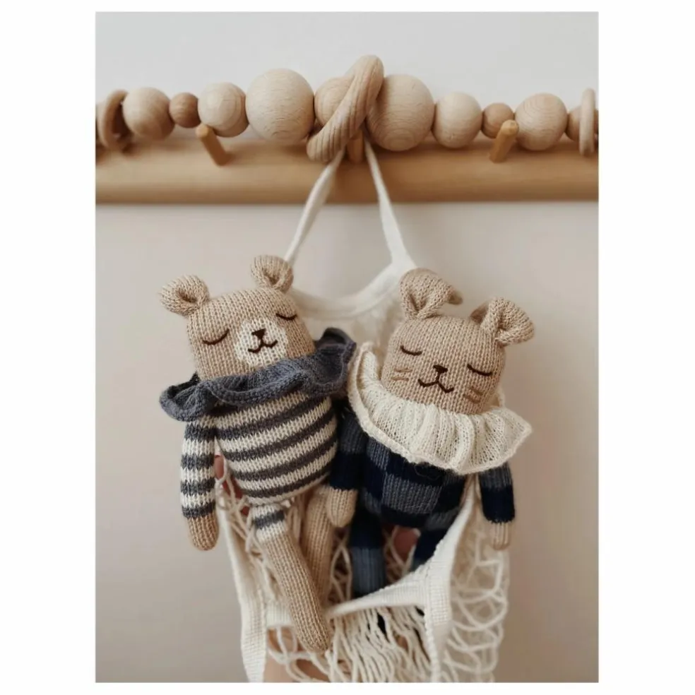 Doudou Ourson barboteuse rayée | Bleu