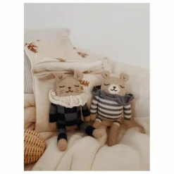 Doudou Ourson barboteuse rayée | Bleu