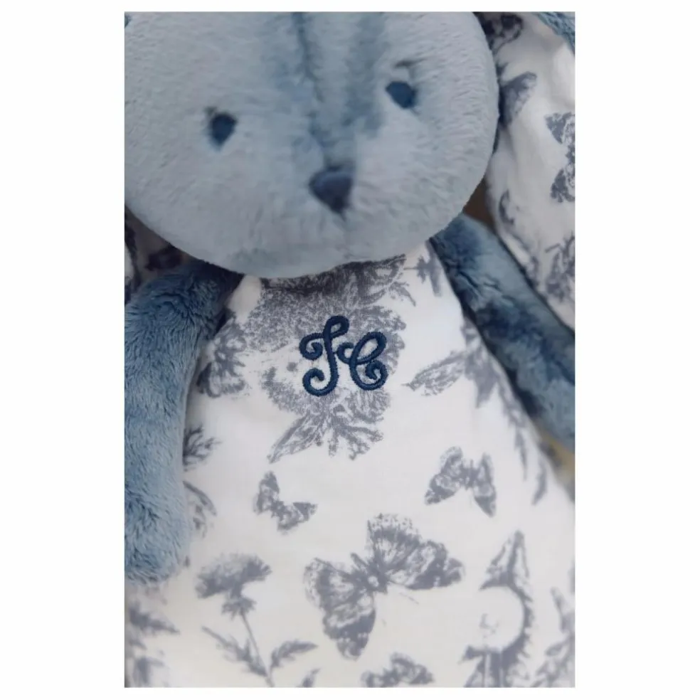 Doudou veilleuse Augustin le lapin Toile de Jouy | Bleu