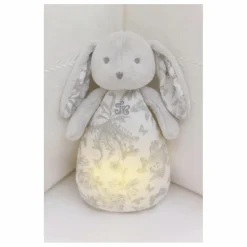 Doudou veilleuse Augustin le lapin Toile de Jouy | Gris clair