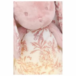 Doudou veilleuse Augustin le lapin Toile de Jouy | Rose pêche