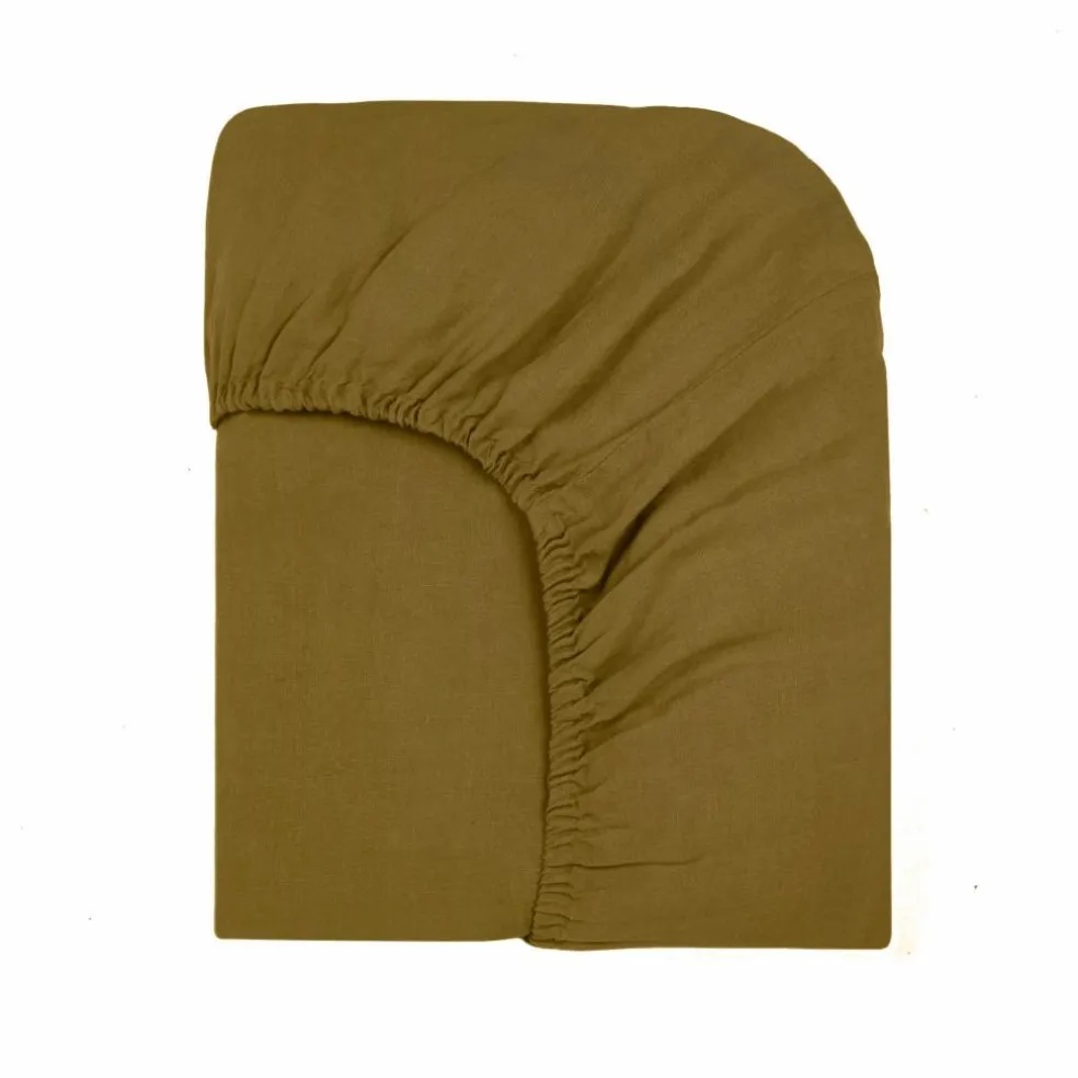 Drap housse Lin lavé | Olive
