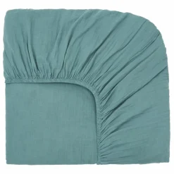 Drap-housse Dili en voile de coton | Bleu stone