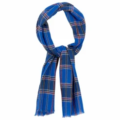 Echarpe Georgette Carreaux Laine | Bleu