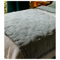 Edredon Capriccio à rayures en jacquard de coton | Vert