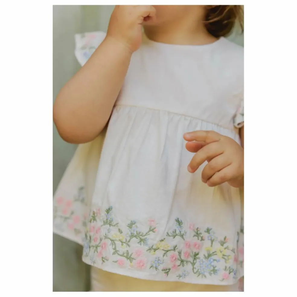 Ensemble Blouse et Bloomer Brodé | Blanc