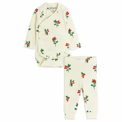 Ensemble Body et Legging Fleuri Coton Bio | Ecru