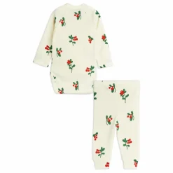 Ensemble Body et Legging Fleuri Coton Bio | Ecru