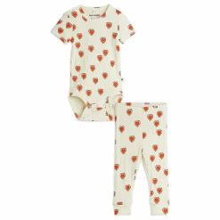 Ensemble Body et Legging Cœurs Coton Bio | Ecru
