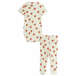 Ensemble Body et Legging Cœurs Coton Bio | Ecru