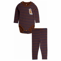 Ensemble Body et Legging Oiseau Coton Bio | Marron