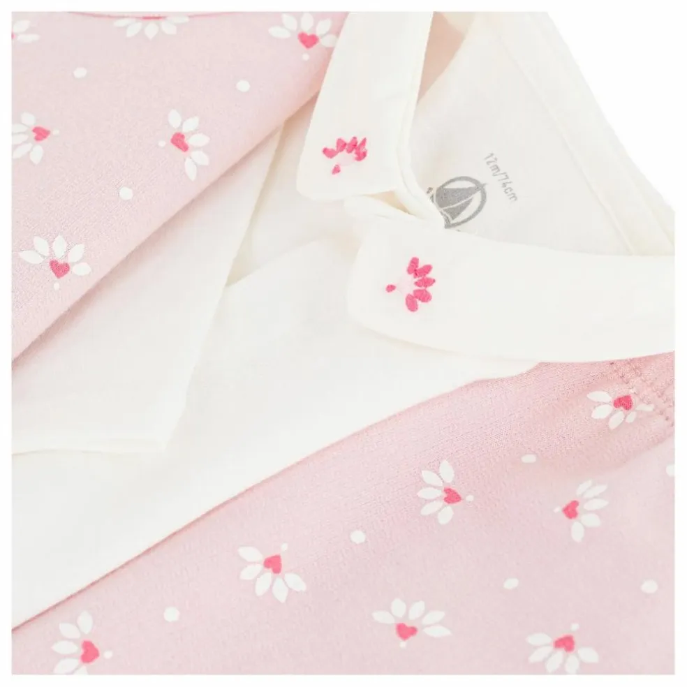 Ensemble Cardigan Pantalon et Body Fleuris Coton Bio | Rose