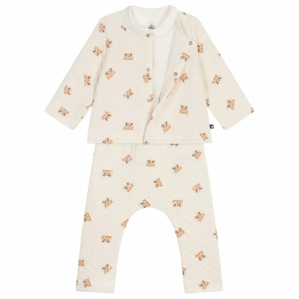 Ensemble Cardigan Pantalon et Body Pandas | Ecru