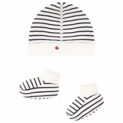 Ensemble Chaussons et Bonnet Marinière | Bleu marine