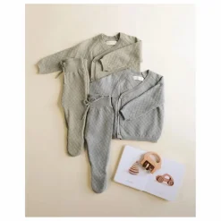 Ensemble Gilet Pantalon et Béguin Maille Coton Bio | Bleu gris