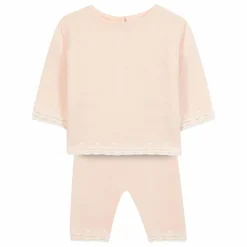 Ensemble Pull et Legging Feston Maille | Rose pâle