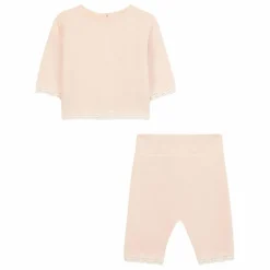 Ensemble Pull et Legging Feston Maille | Rose pâle