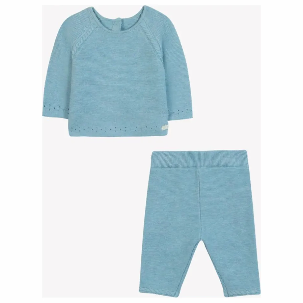 Ensemble Pull et Legging Maille | Bleu horizon