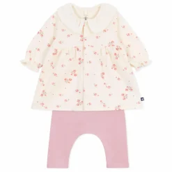 Ensemble Robe et Legging Fleurs Coton Bio | Rose