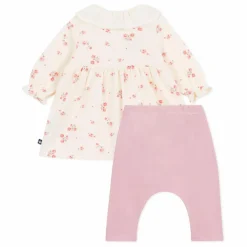 Ensemble Robe et Legging Fleurs Coton Bio | Rose