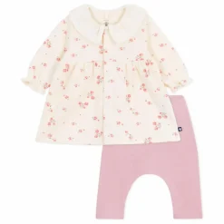 Ensemble Robe et Legging Fleurs Coton Bio | Rose