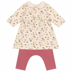 Ensemble Robe et Leggings Fleurs | Beige