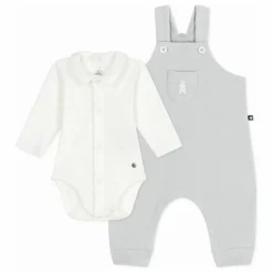 Ensemble Salopette et Body Ours Coton Bio | Gris