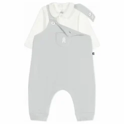 Ensemble Salopette et Body Ours Coton Bio | Gris