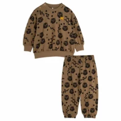 Ensemble Sweat et Jogger Squiggly Cat Coton Bio | Brun
