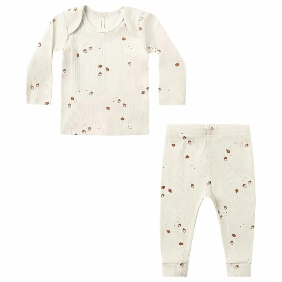 Ensemble Top et Leggings Côtelé Noisettes Coton Bio | Ecru