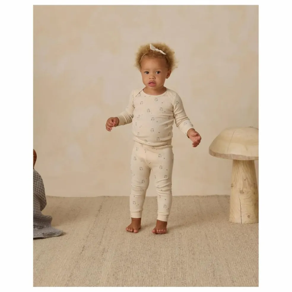 Ensemble Top et Leggings Côtelé Noisettes Coton Bio | Ecru
