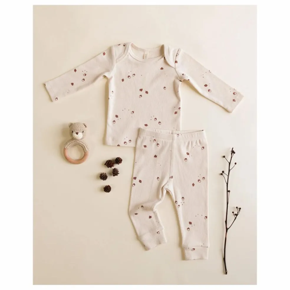 Ensemble Top et Leggings Côtelé Noisettes Coton Bio | Ecru