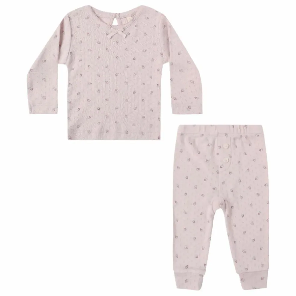 Ensemble T-shirt et Legging Pointelle Coton Bio | Lilas